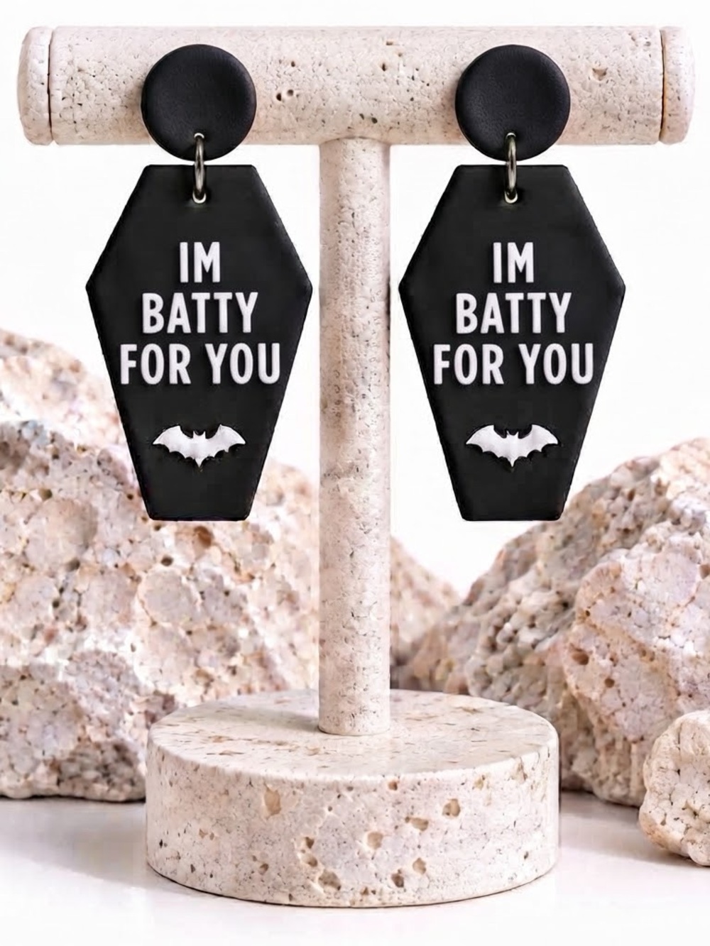 I'm Batty For You Dangles — Halloween — Handmade Earrings — Black